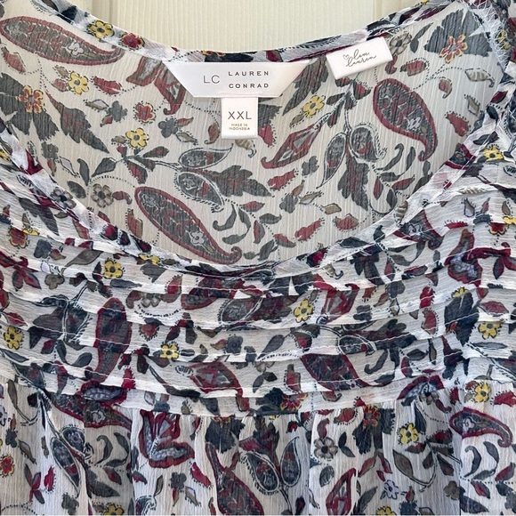 LC Lauren Conrad Breezy Multicolor Floral Blouse XXL - Picture 6 of 6